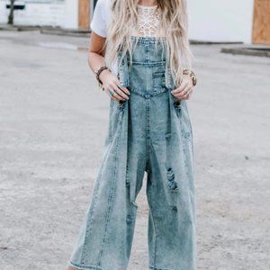 High Hopes Slouchy Denim Overalls - (NEW)